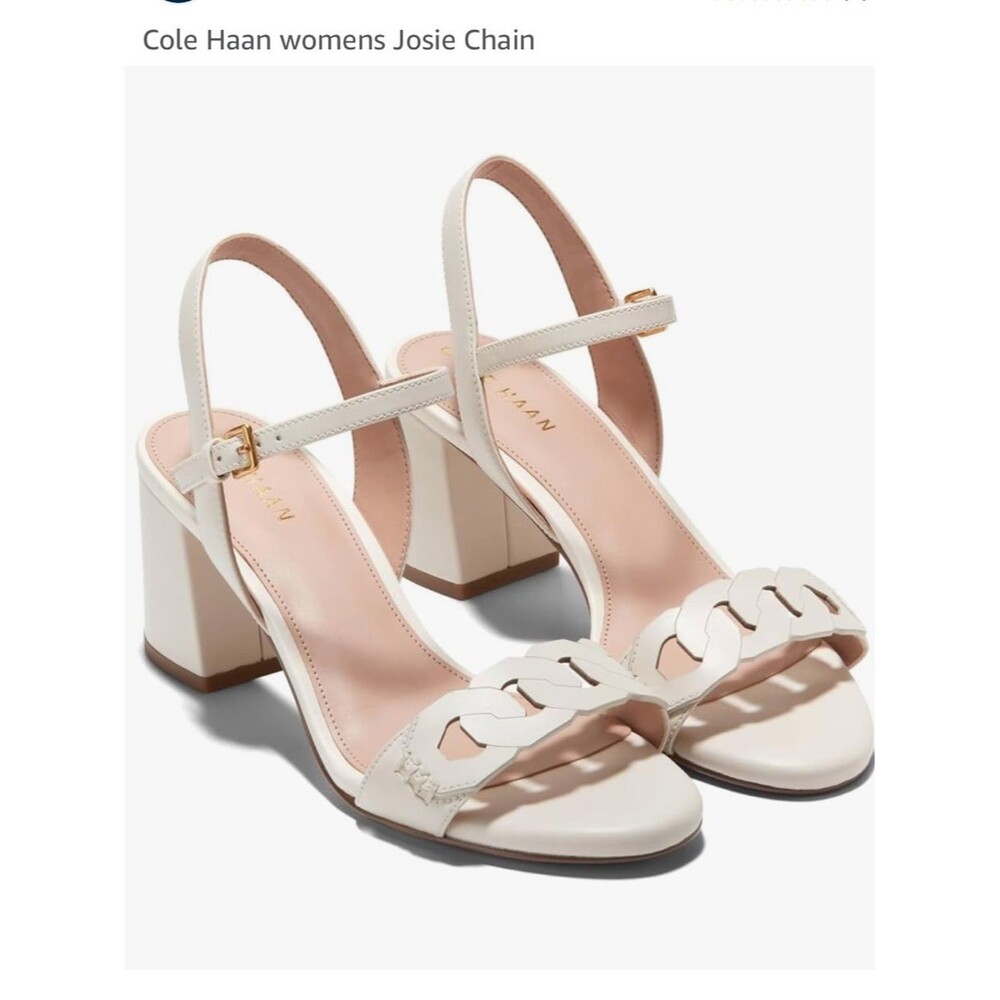 Cole Haan Cream Josie Chain Block Heel Sandals